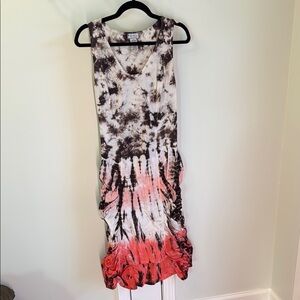 Tie-Dye Sleeveless Dress - Black, White, and Red